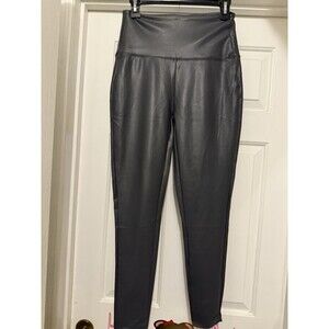 Zenana High Rise Faux Leather Legging Women Size L Gray Edgy Rockstar